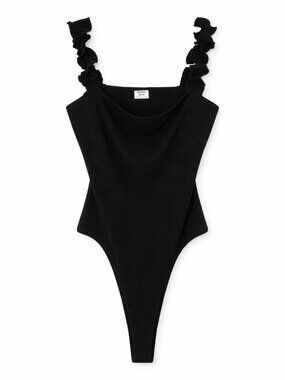 NWOT Sunday Best Firecracker Ribbed Ruffle Strap Bodysuit - Medium